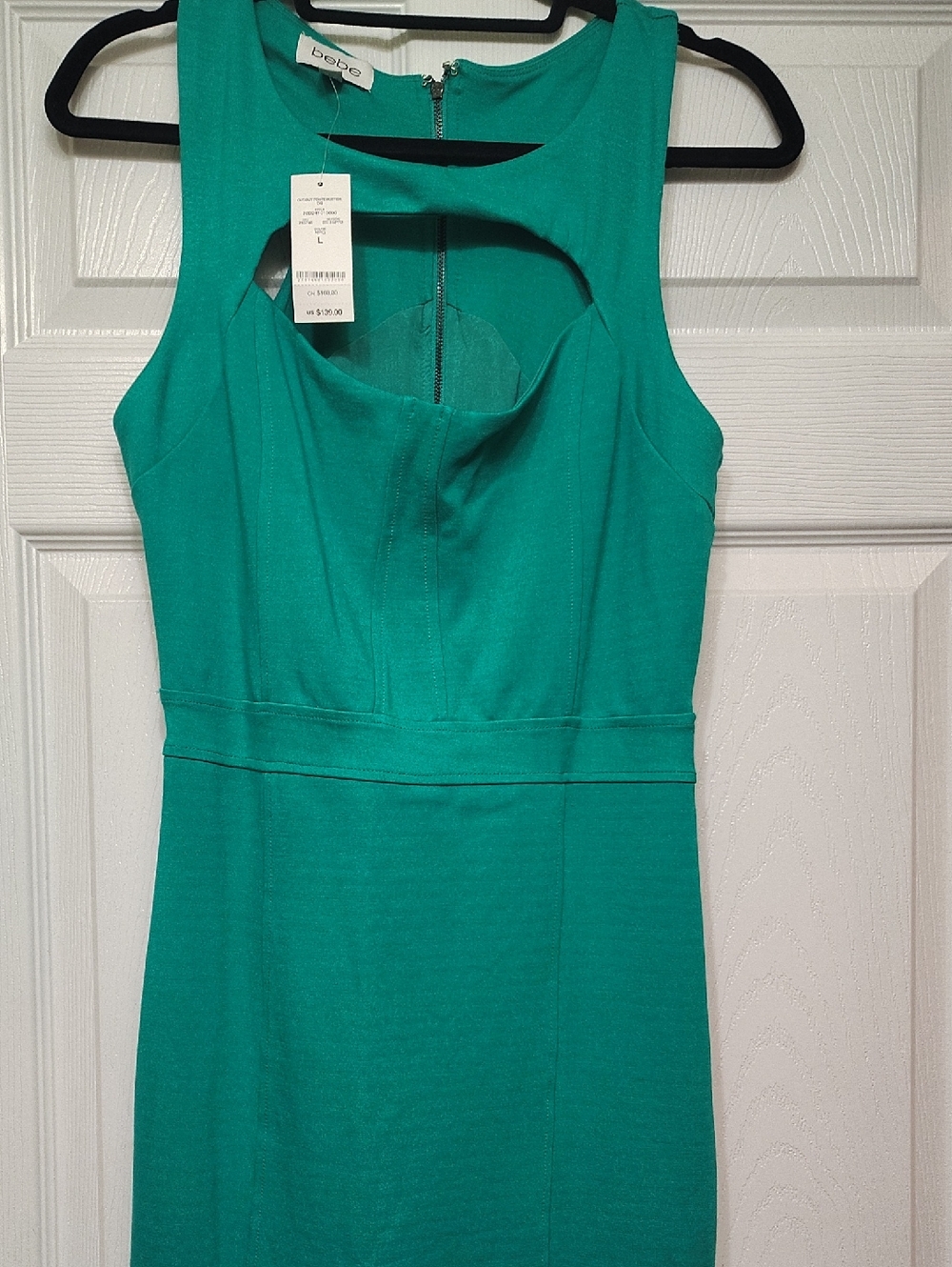 bebe Emerald Green Cutout Midi Sheath Dress